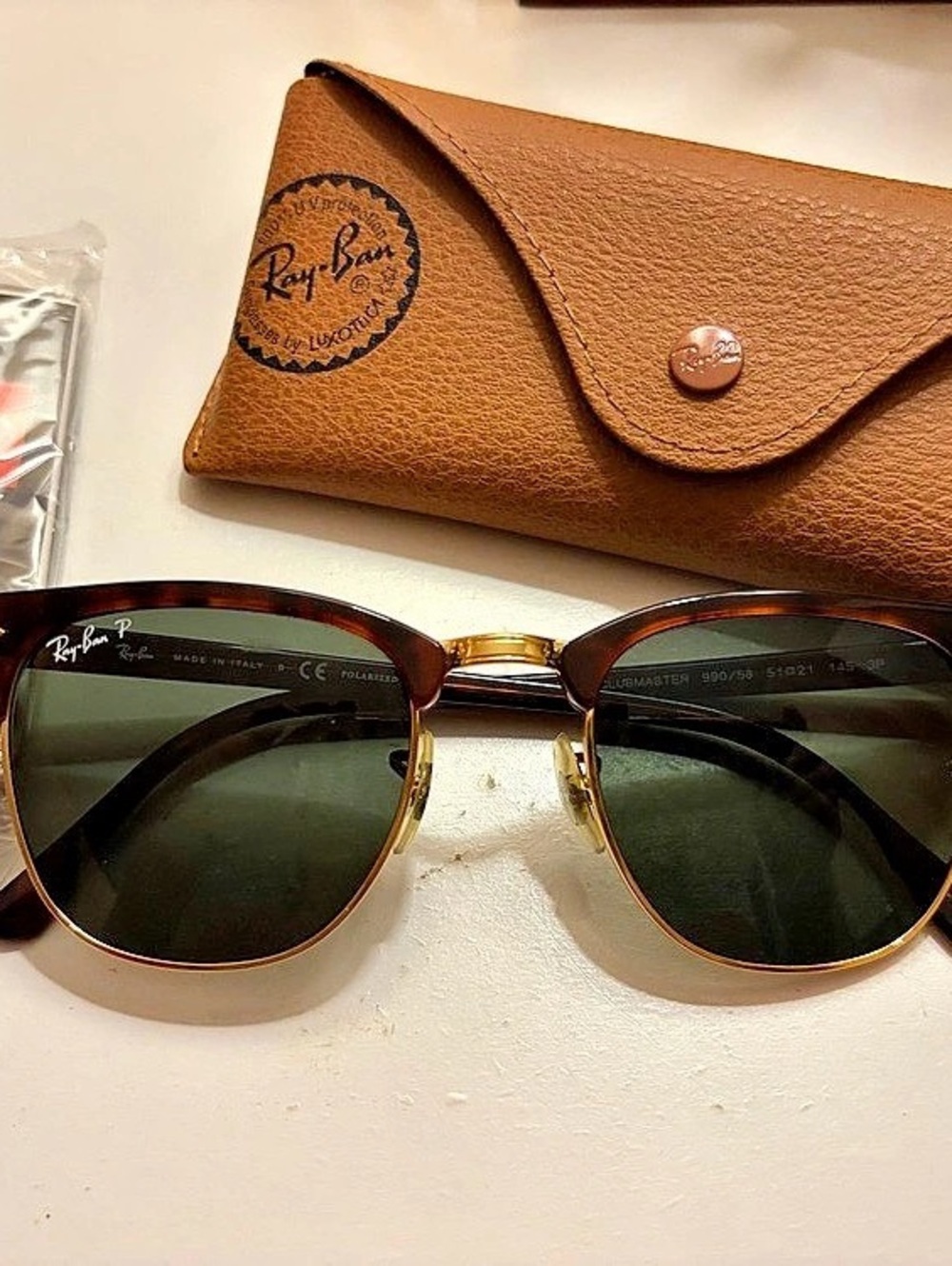 Ray-Ban Clubmaster Classic Clubmaster Sunglasses in Brown & Green Like New - Picture 2 of 15
